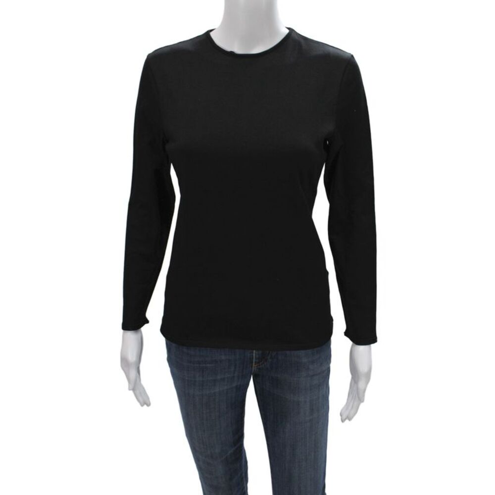 Ralph Lauren Collection Women Jersey Black Long Sleeve Round Neck Top Size L